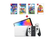 NSW OLED (White) + Super Mario RPG + M+Rabbids Kingdom + Mario and Sonic OGT+SoH game cover